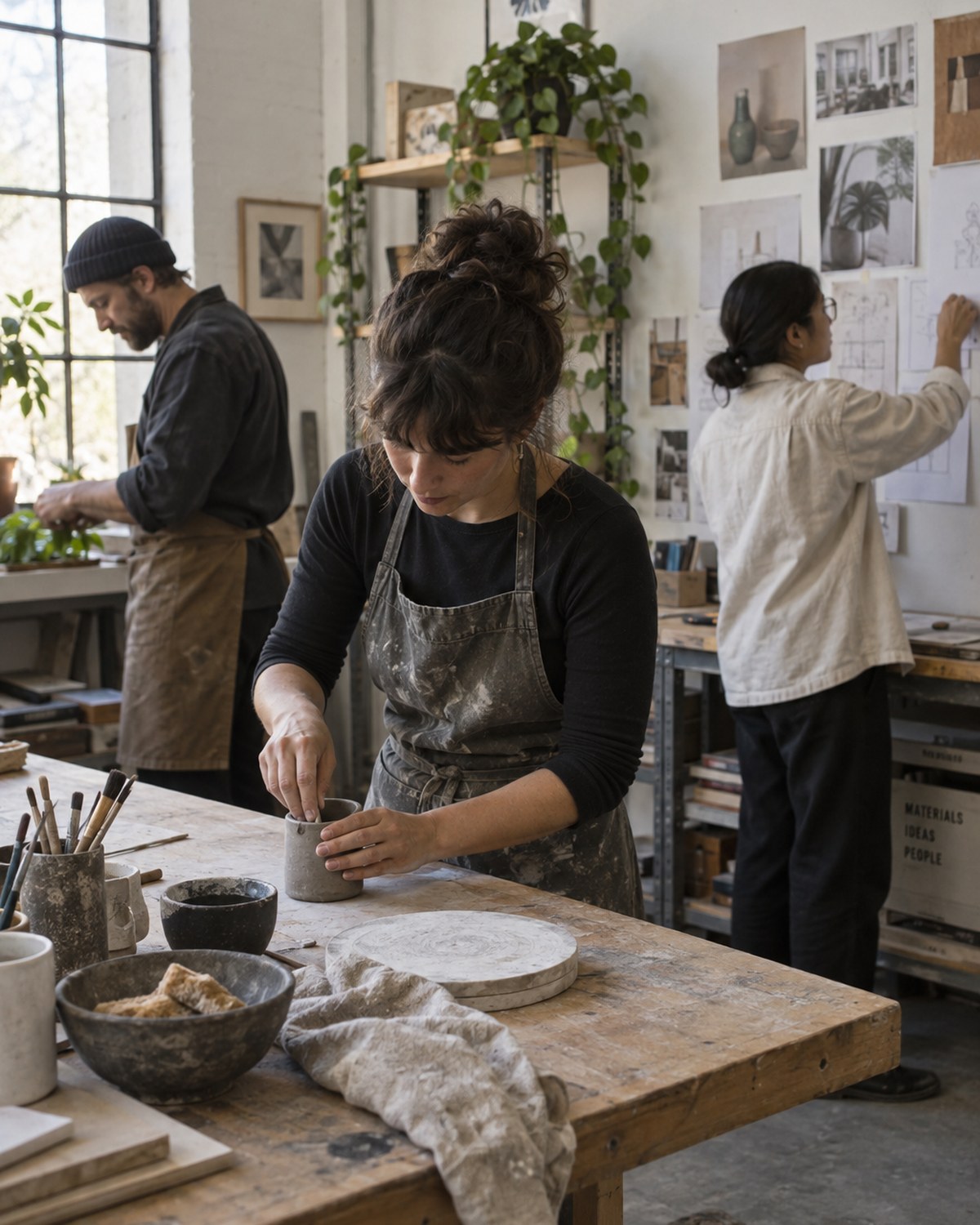 Small team working together in their studio
